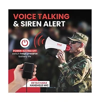 Pyle Bluetooth Megaphone - Pa Megaphone Speaker with Wired Microphone, Siren Alarm Mode, MP3/Usb/Sd Readers