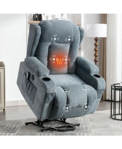 Power Lift Recliner Chair Recliners For Elderly With Heat Massage Recliner Chair For Living Room With Infinite Position Side Pocketusb Charge Portblue
