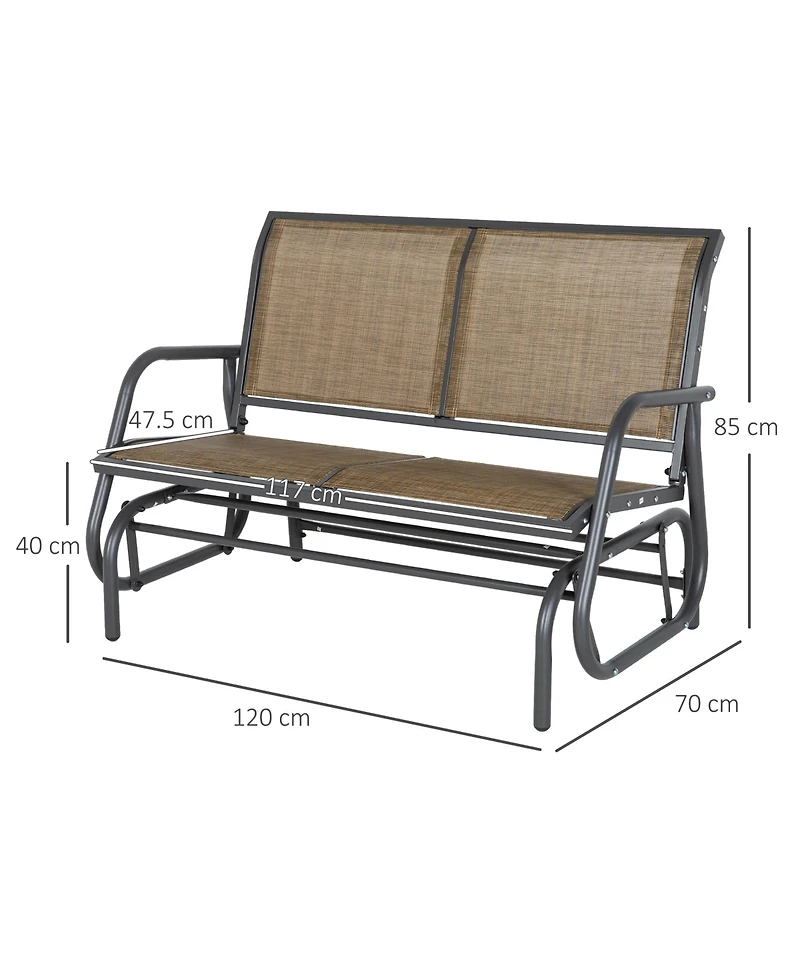 2-Person Outdoor Glider Bench, Patio Double Swing Rocking Chair Loveseat w/ Powder Coated Steel Frame for Backyard Garden Porch