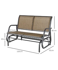 2-Person Outdoor Glider Bench, Patio Double Swing Rocking Chair Loveseat w/ Powder Coated Steel Frame for Backyard Garden Porch