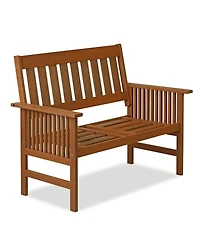 Homlux Outdoor Hardwood Patio Bench with Cushion, Weather-Resistant Teak Finish