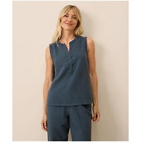 Pact Women's Organic Cotton Coastal Double Gauze Henley Tank