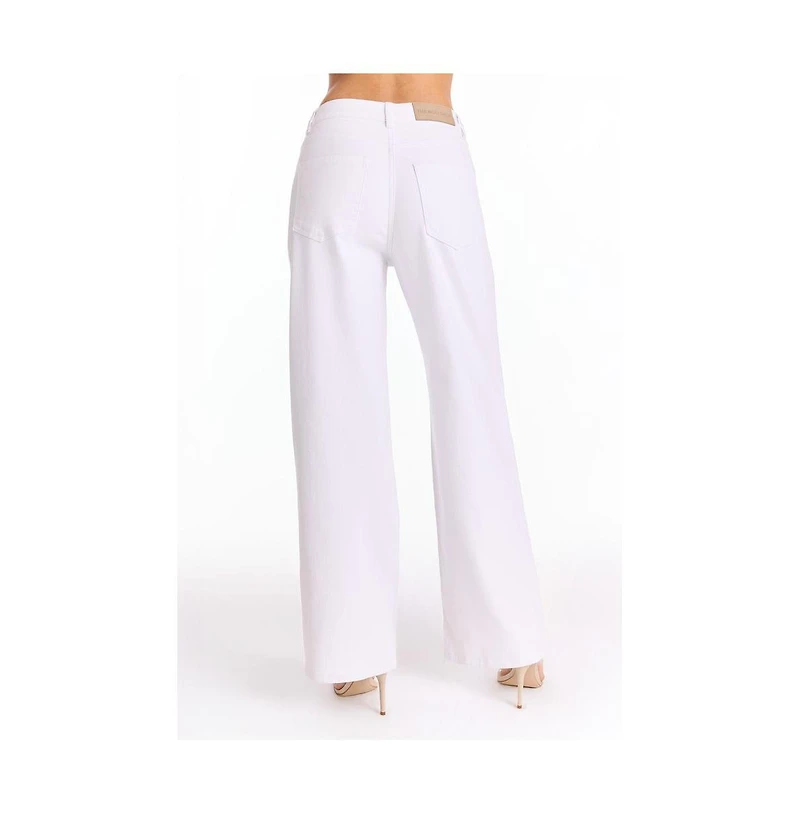 The Noli Shop Women's Crystal Palm High Rise Jean - White