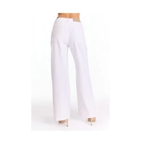The Noli Shop Women's Crystal Palm High Rise Jean - White
