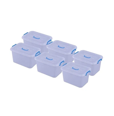Basicwise Large Clear Storage Container With Lid and Handles, Set of 6
