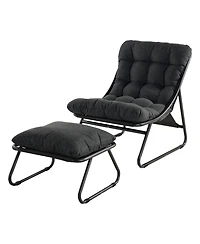 Mondawe 2-Piece All-Iron Removable Lounge Chair Set With Cushions & Footrest,Breathable Mesh Chair