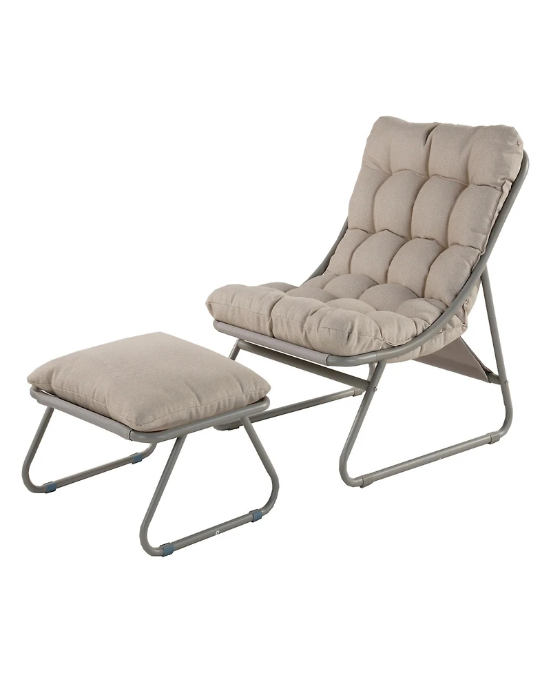 Mondawe 2-Piece All-Iron Removable Lounge Chair Set With Cushions & Footrest,Breathable Mesh Chair