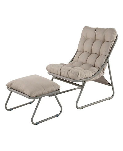 Mondawe 2-Piece All-Iron Removable Lounge Chair Set With Cushions & Footrest,Breathable Mesh Chair