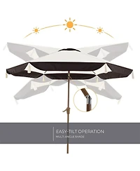 Mondawe 150cm All-Iron Tassel Sun Umbrella W/ Crank&Adjust Angle,Uv-Resistant Multifunctional Canopy