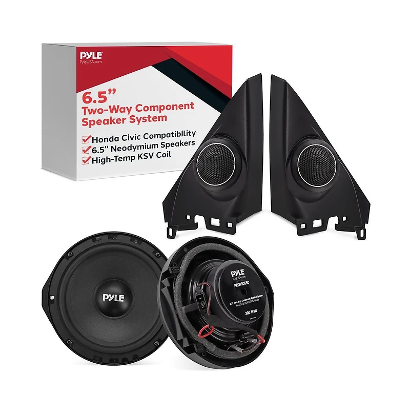 Pyle Two-Way Component Speaker Systems, 6.5'' for 2006-Up Honda Civic, 300 Watts, 4 Ohm Impedance (Pair)