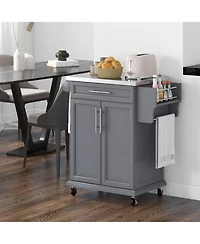 Halifax North America Gray Kitchen Island Cart: Drawer, Stainless Top, Utility Storage