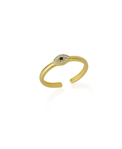 Spero London Eye Sterling Silver Adjustable Stacking Ring Evil Eye