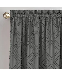 Kate Aurora Contemporary Geometric Shabby Diamond Clipped Rod Pocket Single Window Curtain Panel