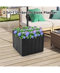 Gymax 2-in-1 Outdoor Umbrella Base Planter w/Flower Box 4 Rolling Wheels 88 Lbs Capacity