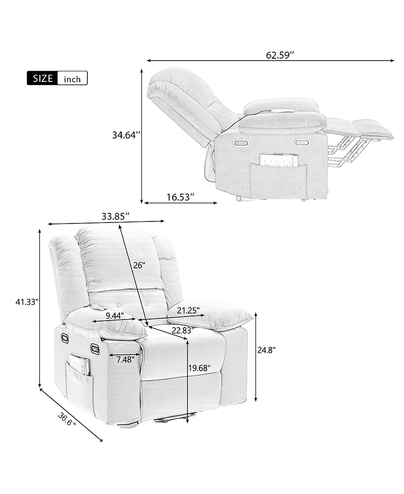 Flynama Massage Recliner,Power Lift Chair for Elderly with Adjustable Massage and Heating Function,Recliner Chair with Infinite Position and Side Pock