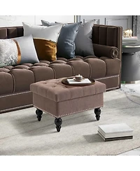 Homcom 25" Button-Tufted Storage Ottoman with Removable Lid