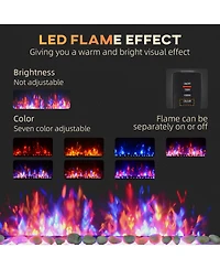 Homcom 41.3" 1500W Electric Fireplace with 7-Color Flame Effect,