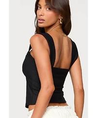 Edikted Women's Leya Textured Keyhole Top