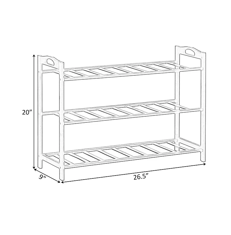 Basicwise Bamboo Storage Shoe Rack, Free Standing Shoe Organizer Storage Rack