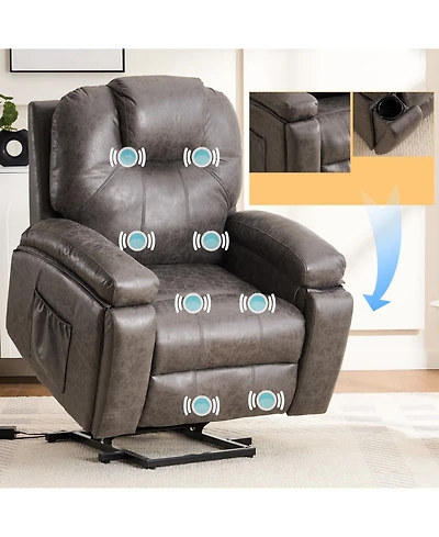 Flynama Power Lift Recliner Chair with Massage for Elderly, Overstuffed Wide Recliners, Heavy Duty and Safety Motion Reclining Mechanism