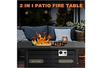 Zafro 43" 2-in-1 Fire Pit Table with Adjustable Flame, 50,000 Btu Smokeless Windproof Propane Heater, Durable Metal Frame, Csa Certified for Pati