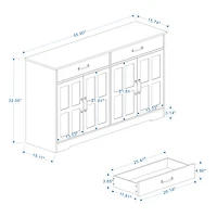 Casainc 55.91" Farmhouse Sideboard Buffet Cabinet with 2 Drawers and 4 Doors for Dining Storage