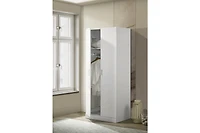 Homlux 29.5"W White Double Door Wardrobe with Shelf and Hanging Rod for Organized Living