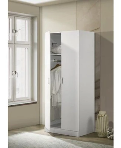 Homlux 29.5w White Double Door Wardrobe With Shelf Hanging Rod For Organized Living
