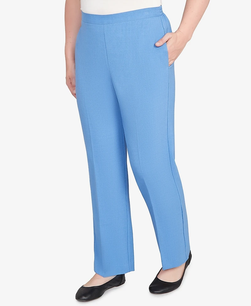 Alfred Dunner Women's Textured Pull On Elastic Medium Length Pants