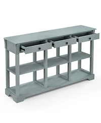 Volenca 58" Retro Console Table with 3 Drawers and Open Shelves Rectangular Entryway Table