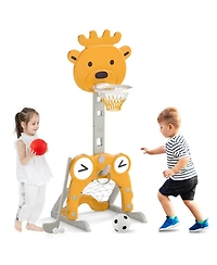 Gymax Toddler Basketball Hoop 4-in-1 Indoor/Outdoor Activity Center Sports Gift