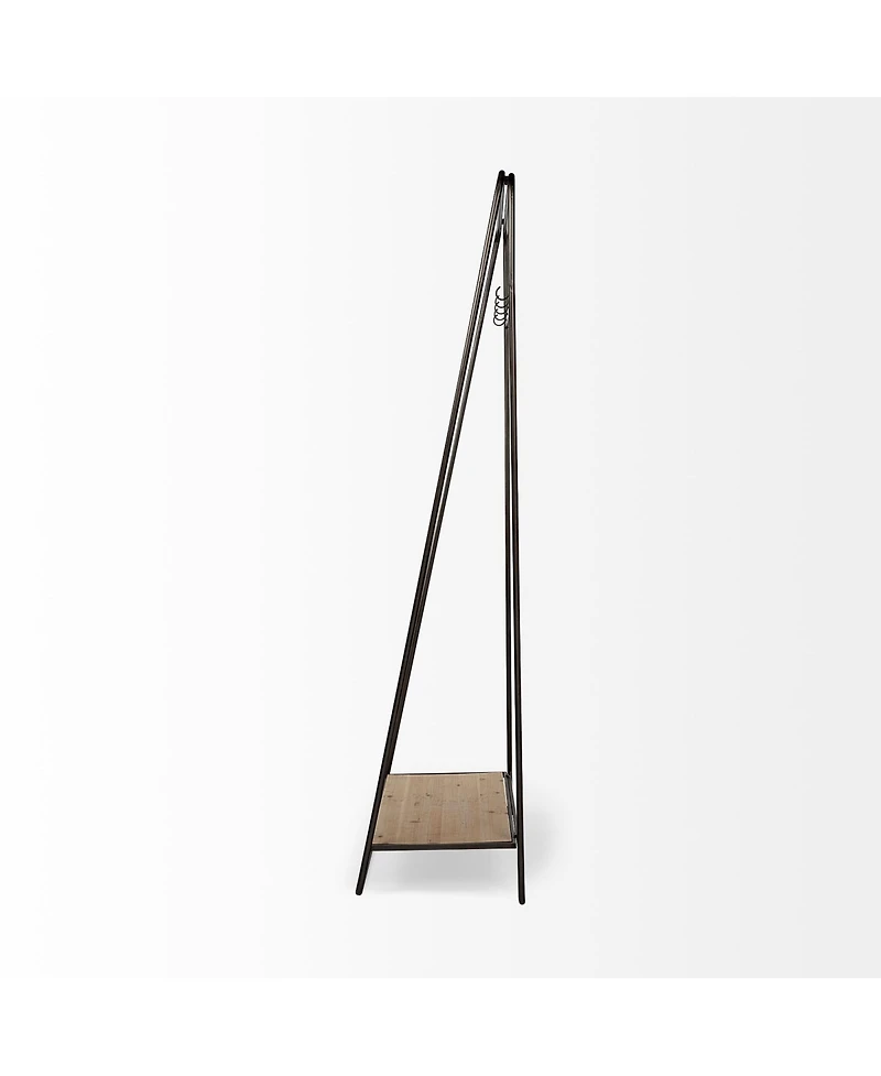 Slickblue Industrial Pipe Hall Tree with Metal Frame and Wood Shelves for Entryway Storage