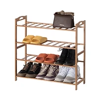 Basicwise Bamboo Storage Shoe Rack, Free Standing Shoe Organizer Storage Rack
