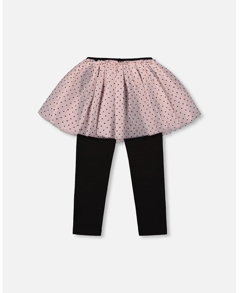 Deux par Girl Leggings with Tulle Skirt Pink and Black - Toddler|Child