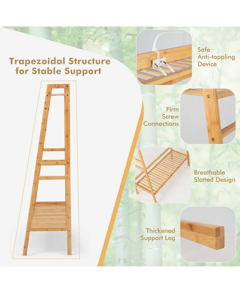Ecooso Bamboo Clothing Rack with Storage Shelves