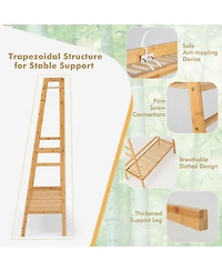 Ecooso Bamboo Clothing Rack with Storage Shelves