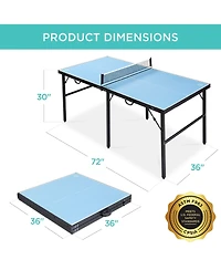 Best Choice Products 6x3ft Portable Ping Pong Table Game Set, Folding Table Tennis w/ 2 Paddles, Balls