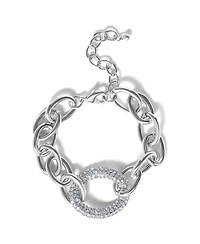 Jessica Simpson Silver-Tone Pave Oval Link Bracelet
