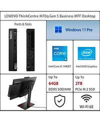 Lenovo ThinkCentre M70q Business Mff Desktop Intel Core i5 14400T 16GB Ram Intel Uhd Graphics 256GB Ssd Storage Windows 11 Pro - Black
