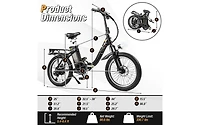 Hitway Folding Electric Bicycle for Adults with 20-Inch Fat Tires Snow E-Bike