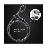 Nakto Lock Heavy Duty Bike Lock Bicycle U Lock, 16mm Shackle and 4ft/6ft Length Security Cable with Sturdy Mounting Bracket for Bicycle