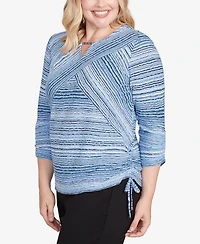 Alfred Dunner Women's Spliced Textured Stripe Knit Top