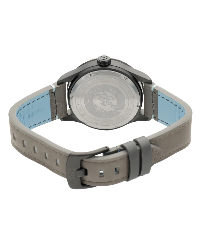 Avi-8 Men's Flyboy Gray Leather Strap Watch, 40mm