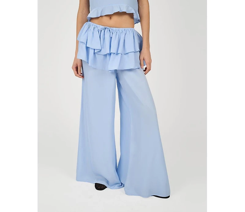 WeWoreWhat Women's Ruffle Waist Flare Pant