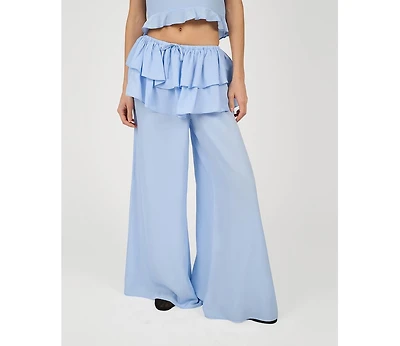 WeWoreWhat Women's Ruffle Waist Flare Pant