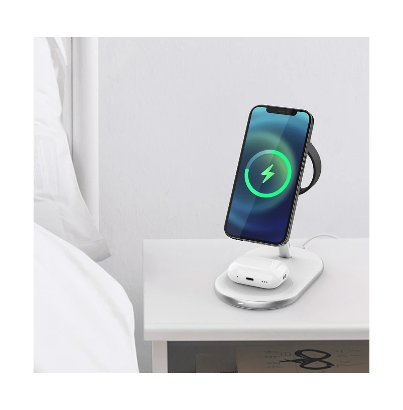 Ventev 15W Ultrafast 3 in 1 Wireless Charging Stand-White