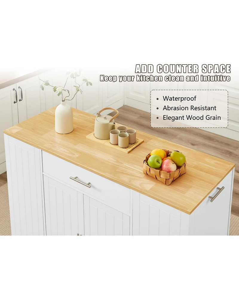 Streamdale Furniture Kitchen Island w/ Drawers & Trash Storage - White