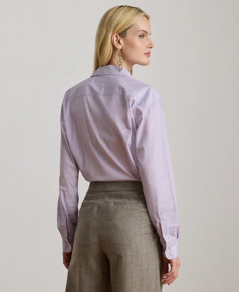 Lauren Ralph Women's Long Sleeve Relaxed Fit Cotton Shirt