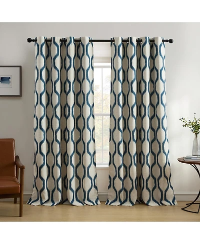 Elrene Home Fashions Renzo Ikat Geometric Linen Room Darkening Window Curtain