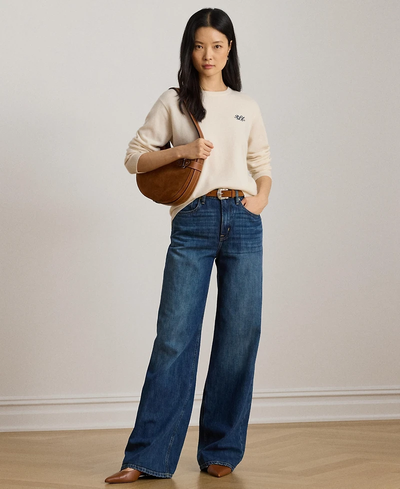 Lauren Ralph Women's Embroidered Cashmere Crewneck Sweater